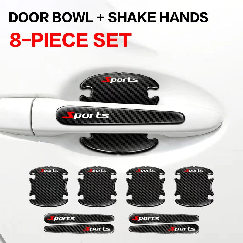 8PCS Car Door Handle Anti-scratch Sticker Carbon Fibre Car Door Bowl Handle Protector Paint Scratch Protection Decorative Cover