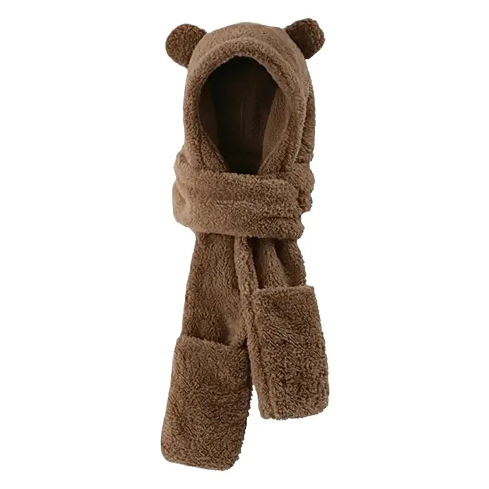 Bear Ear Hooded Scarf, Mitten and Hat Set - 3-Piece Winter Set - photo 7