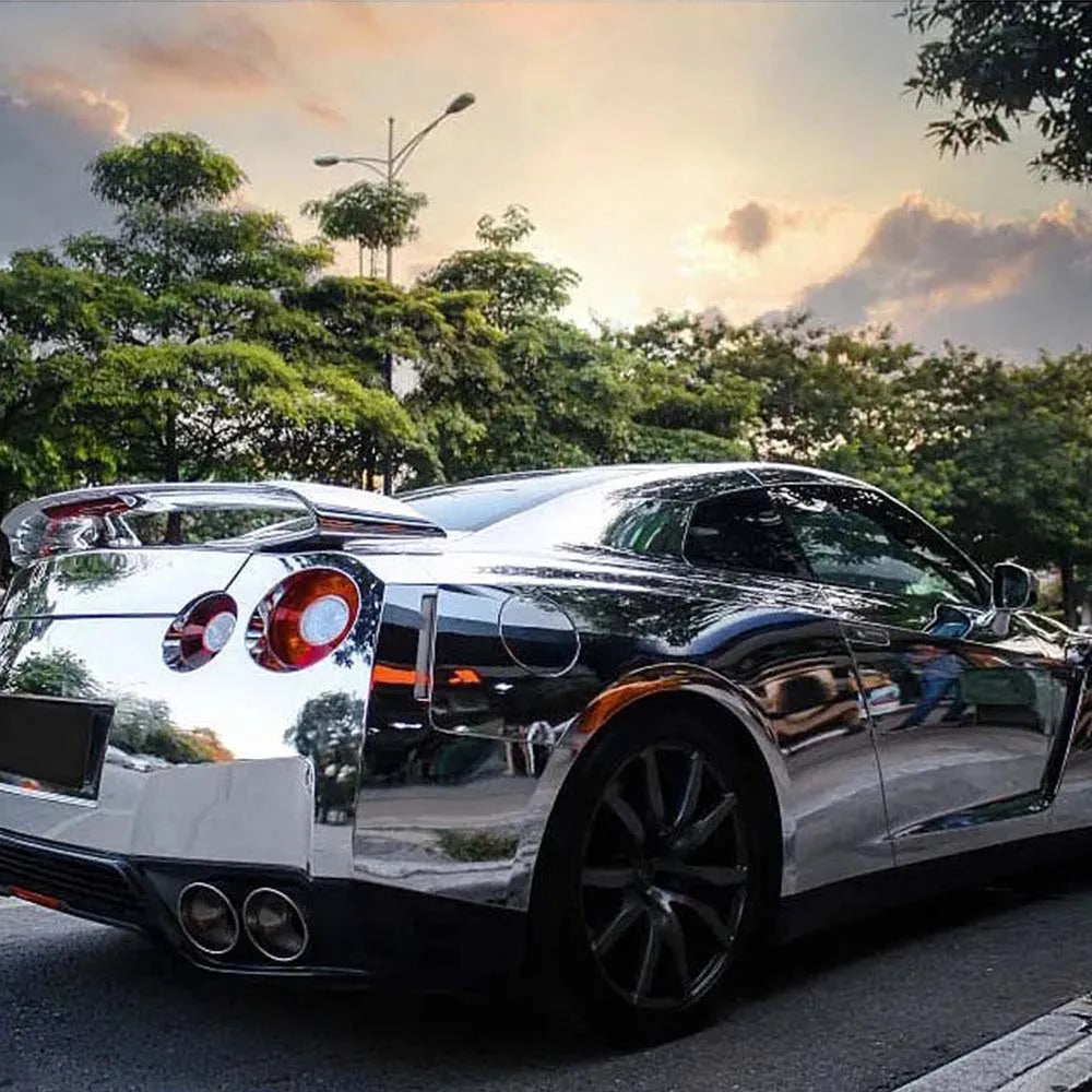 Stretchable Silver Chrome Vinyl Film Wrapping Foil Car Wrap Stickers Motorcycle Tuning Auto Accessories Chrome Mirror Film