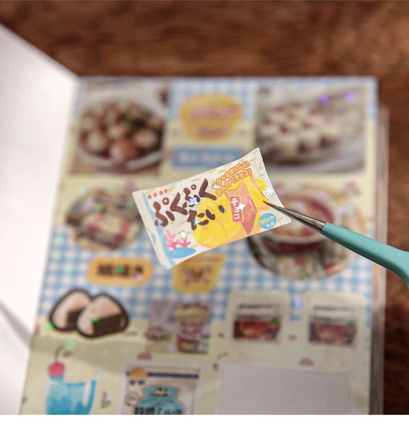 30 Pages Retro Cute Y2K Food Cut Film Sticker Book Journal Handbook Scrapbook DIY Phone Case Decoration Sticker Gift
