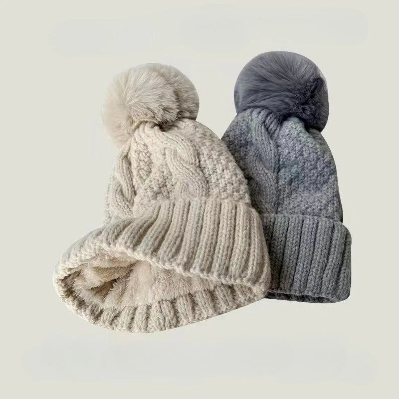 Women's Cable Knit Pom Pom Beanie with Ear Flaps - Winter Hat - photo 4