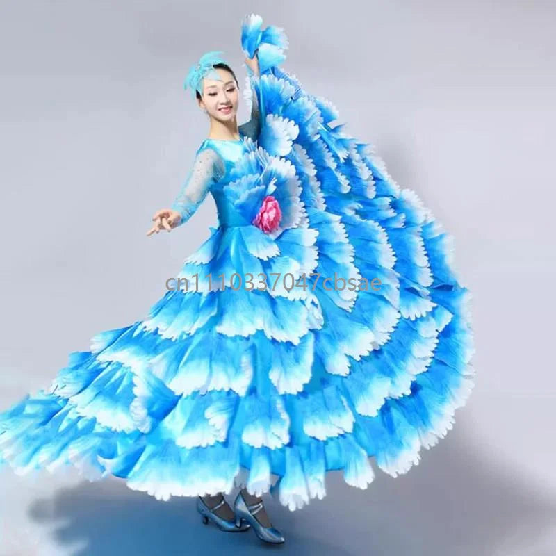 Women's big swing petal flamenco dress