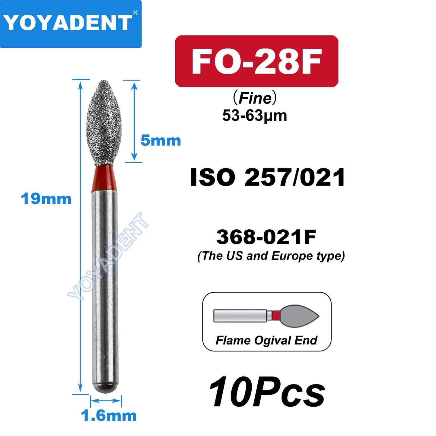 FG Fine Dental Burs Diamond Burs High Speed Turbines Drills Dental Lab Polishing Tools TR/TC/TF/FO/BR/SR/Type 1.6mm 10pcs/Pack