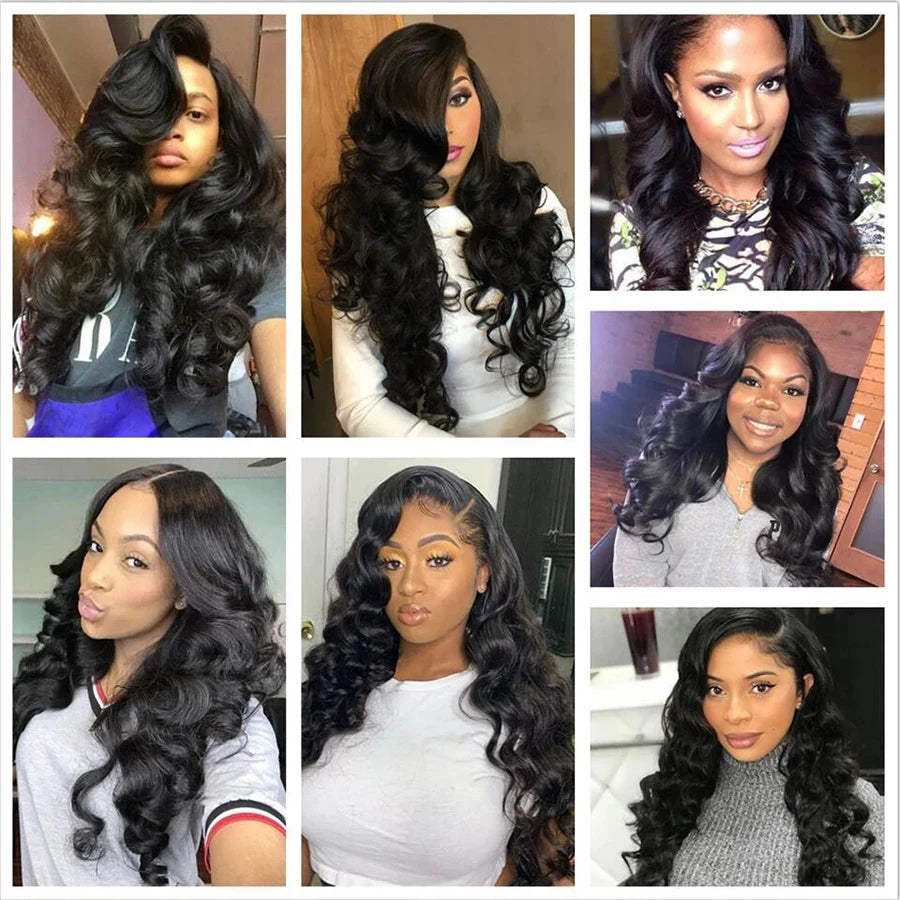 Brazilian Raw 12A Loose Wave Human Hair Bundles 100% Unprocessed Double Weft Weave Hair Extensions #1B 1/2/3/4 Body Wave Bundles