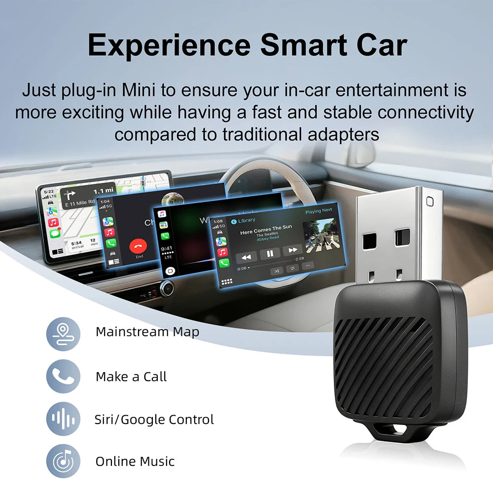AI Smart Box Wireless CarPlay Dongle & Android Auto Adapter — for Wired-CarPlay Cars