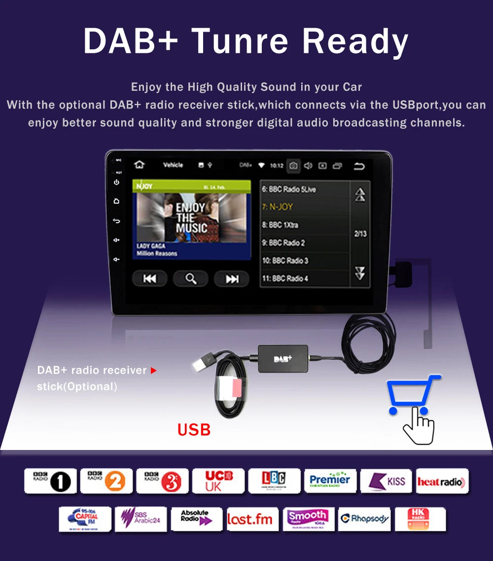 LEHX  7/9/10'' 4GB-64GB 2Din Android 15 Carplay Auto Car Radio Multimedia Stereo For toyota Hyundai Kia Volkswagen Jeep Fiat