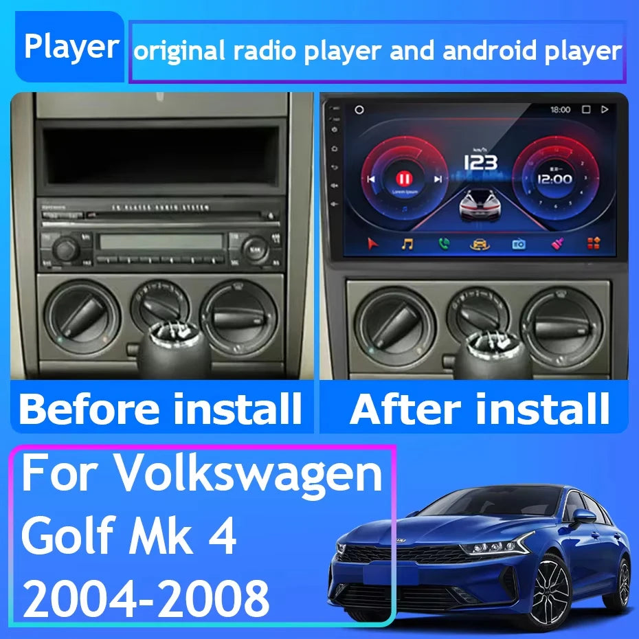 Android 16 For Volkswagen Golf 4 Mk4 Jetta 2004 - 2008 Car Radio Carplay Multimedia Player GPS Navigation Wifi Video Stereo 2din