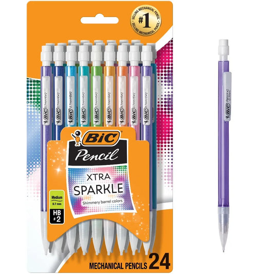 BIC Xtra Sparkle Mechanical Pencils, 0.7mm, 24-Count