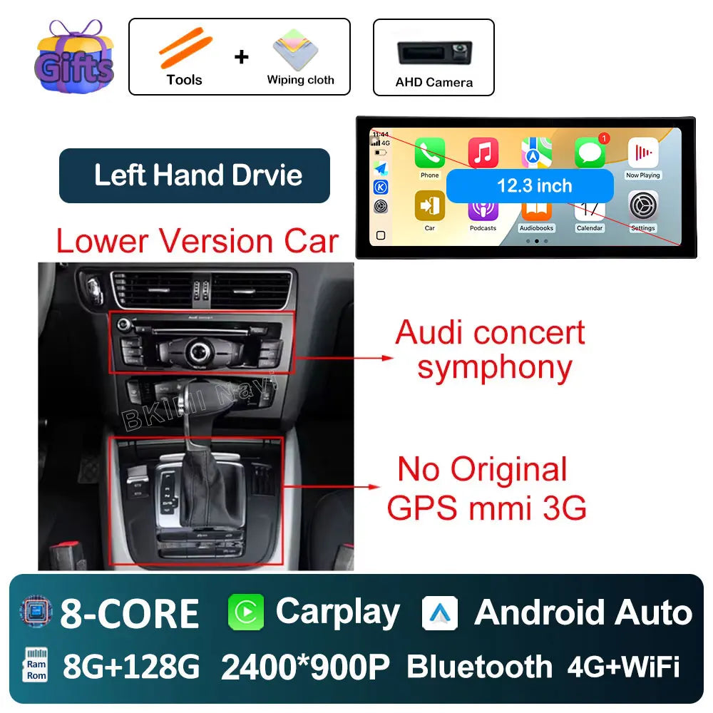 Android Car Screen for Audi A4 B8 & A5 (2009–2016) — Wireless CarPlay, GPS, 4G, DSP, Ultra-Thin Display