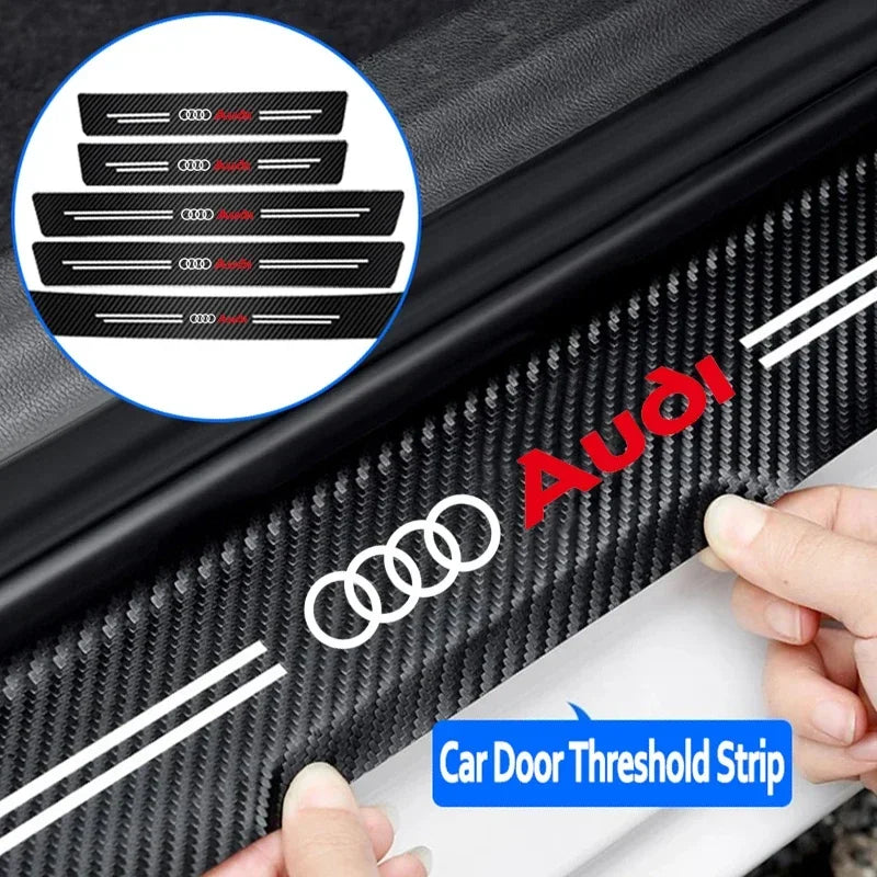Audi Carbon Fiber Car Door Sill Protector Stickers