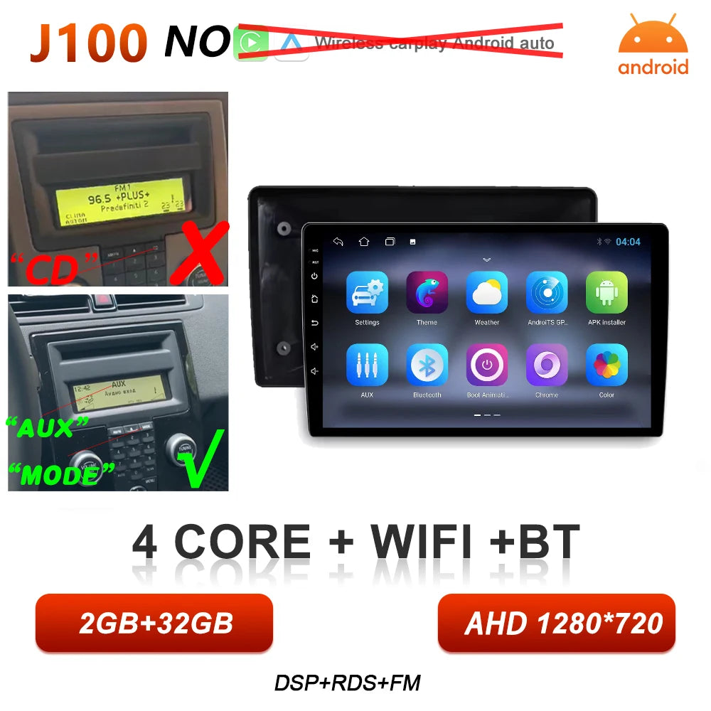 Car Stereo with Apple CarPlay & Android Auto, Compatible with Volvo C30 S40 V50 & C70