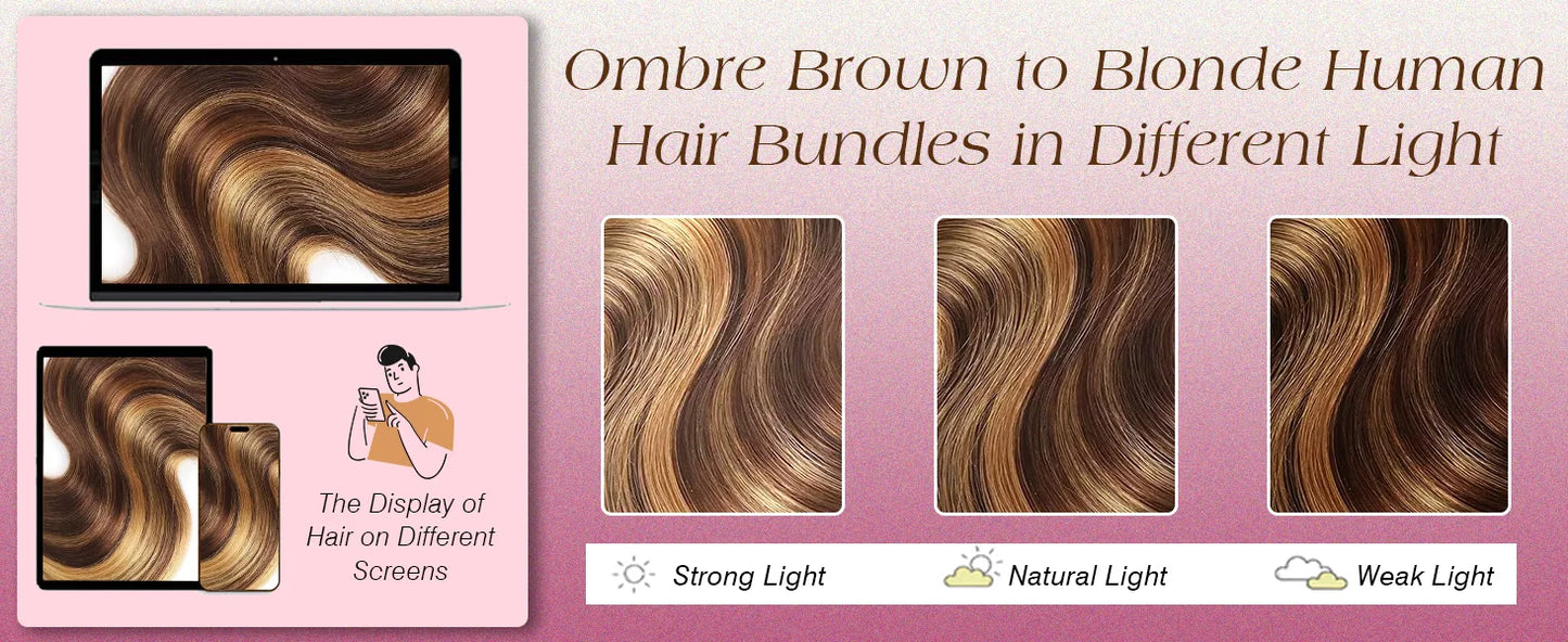 38 40 Inch Highlight Ombre Body Wave Bundles Real Human Hair Colored P4/27 Honey Blonde Brazilian Raw Hair Bundles Extensions