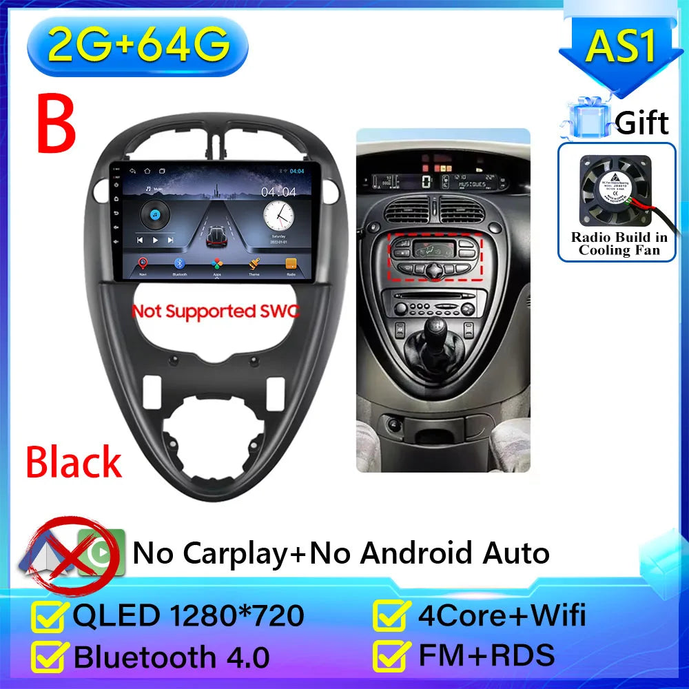 For Citroen Xsara Picasso 1999-2010 Car Radio Carplay Multimedia Player Screen GPS Navigation Android Auto Video Wifi No 2din 2K