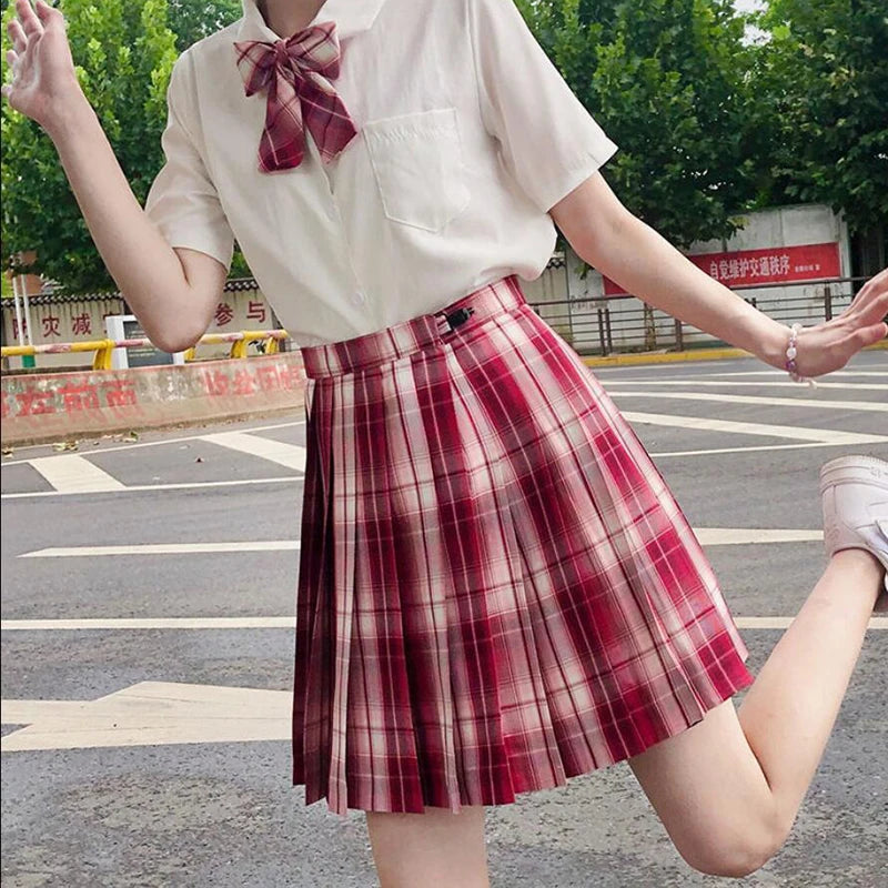 ZOKI Plaid Pleated Mini Skirt – Bow Knot High Waist Preppy Style | Harajuku Aesthetic Women's A-Line Dance Skirt | S-XXL