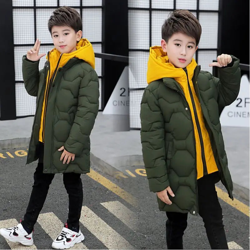 Kids Hooded Puffer Coat with Fur Collar - Mid-Length Winter Jacket - photo 5