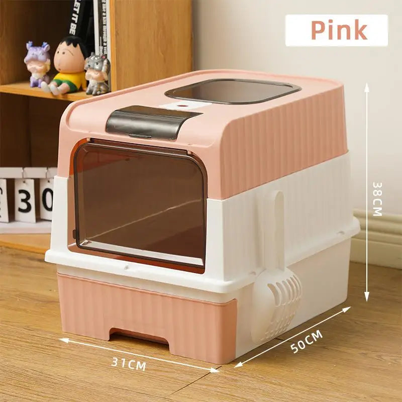 Full Enclosure Detachable Drawer Style Cat Litter Box with Cat Litter Scoop Included