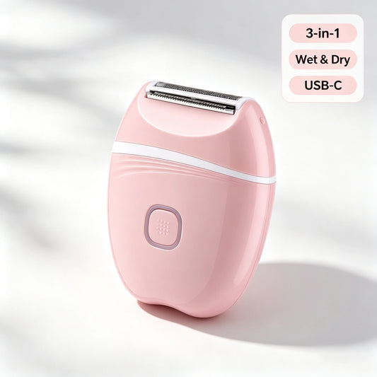 3-in-1 Cordless Electric Razor for Women - Bikini Trimmer, Wet & Dry