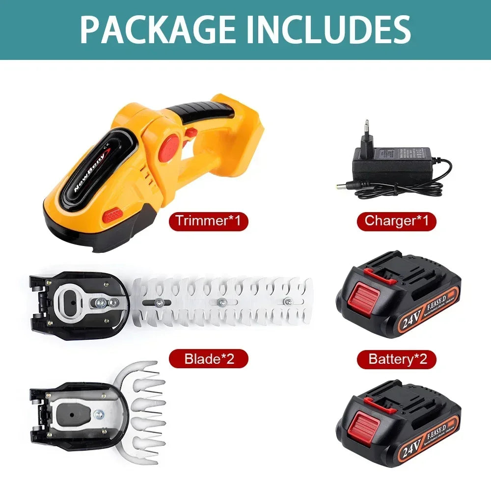 2-in-1 Cordless Hedge Trimmer & Grass Shear — 21V Battery Yard Tool
