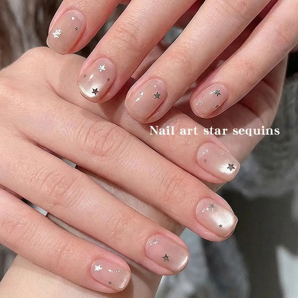 Silver Glitter for Nails Design Shiny Nail Glitter Flakes Sparkling Silver Nail Sequins Starlight Sequins Glitters Nails Charms