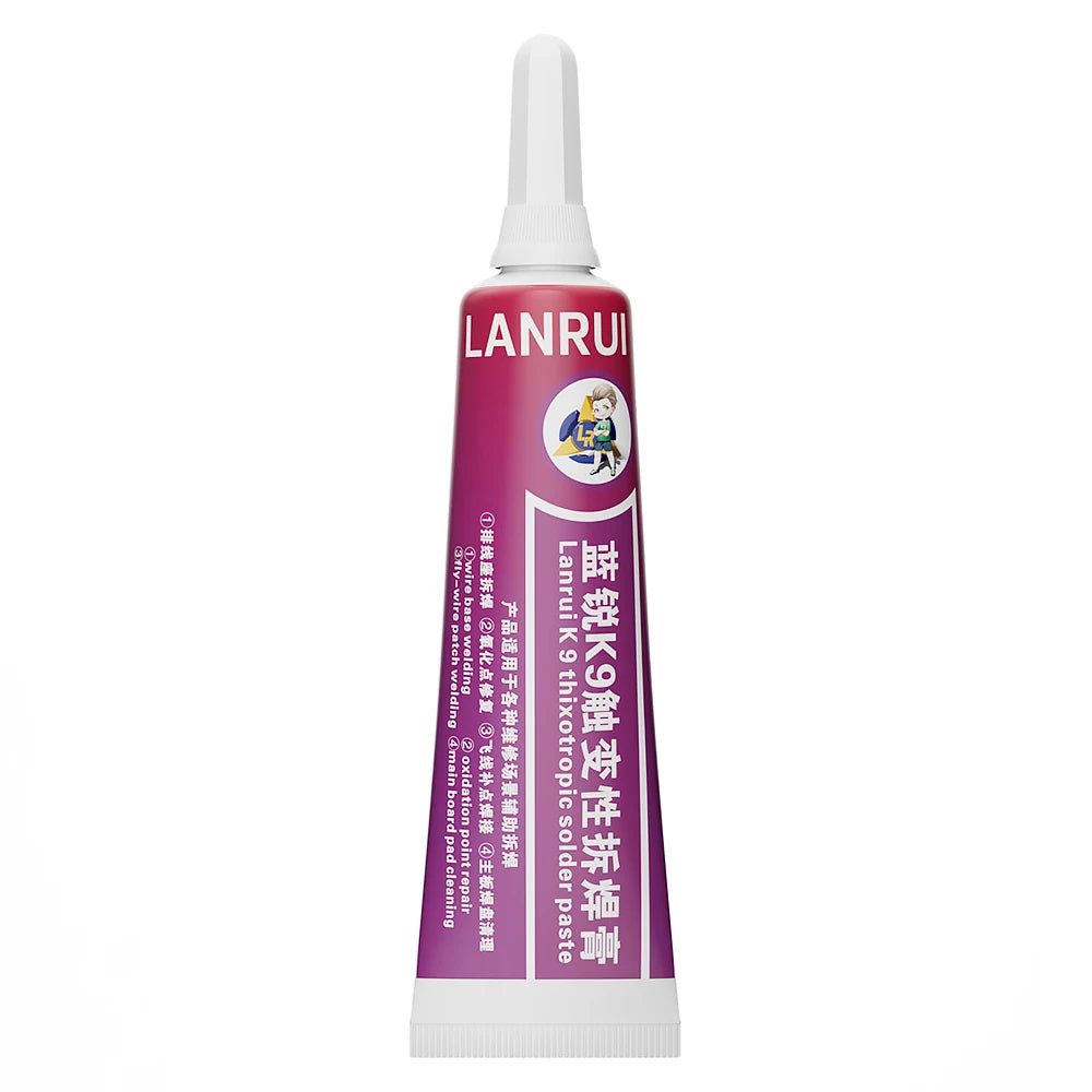 LANRUI K9 15ml Thixotropic De Sulfurization Paste for Fingerprint Route/Battery Seat/Tail Plug Welding Repair Desoldering Paste