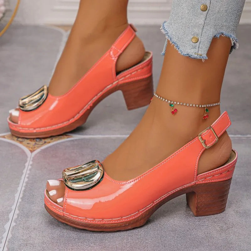 Gladiator High-Heel Sandals for Women — Metallic Open-Toe Roman Dress Heels