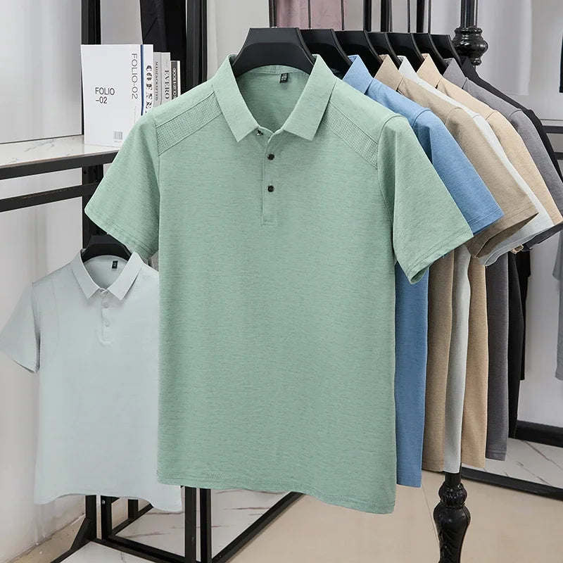 Men's Lapel Polo Shirt - Perforated Breathable, Soft Summer Fabric