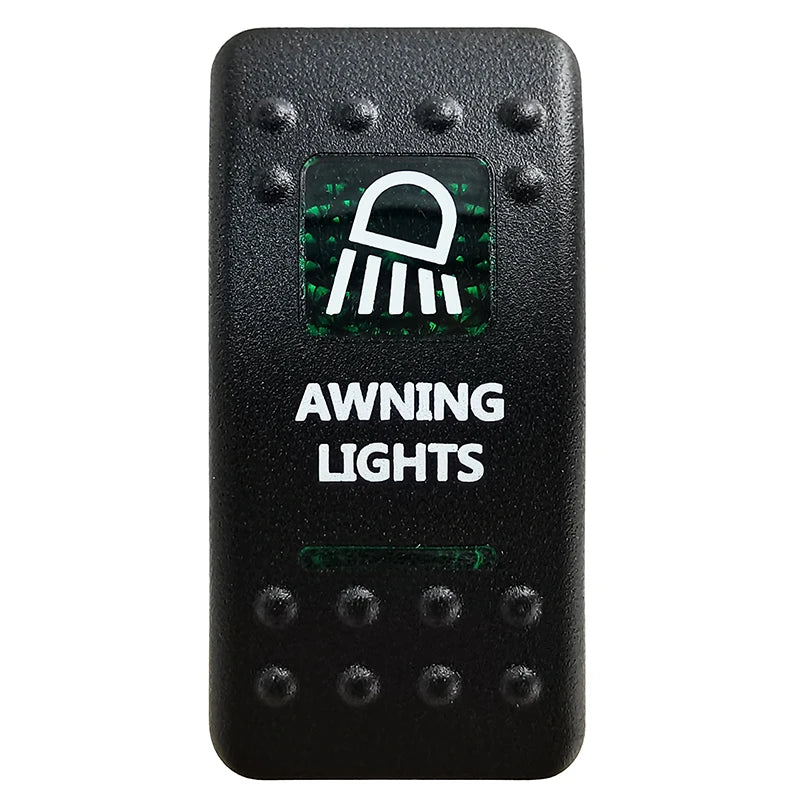 Green LED Rocker Switch - Waterproof SPST & DPDT Options