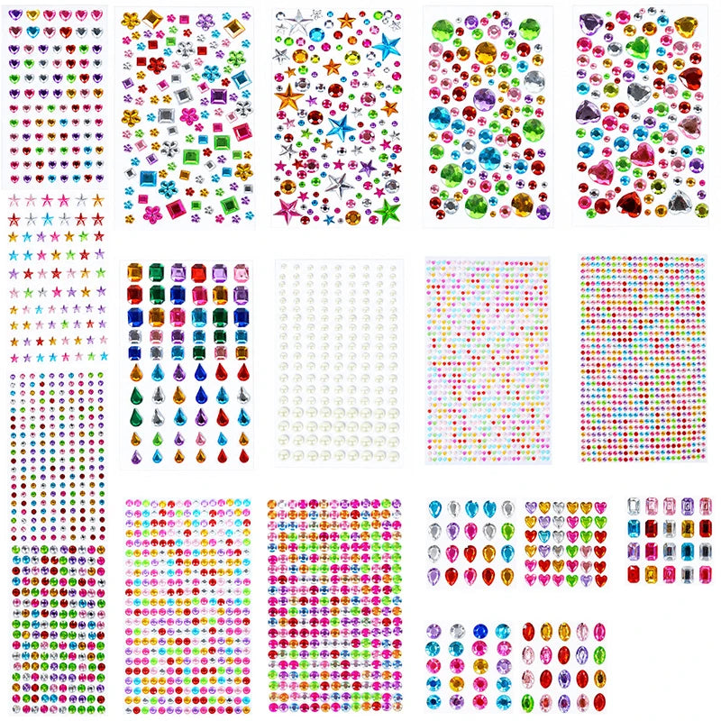 Gem Stickers,Self-Adhesive Face Jewelry Sticker, Acrylic Gems DIY Crafts, Sparkle Heart-Shaped Rhinestone Party Holiday Supplies