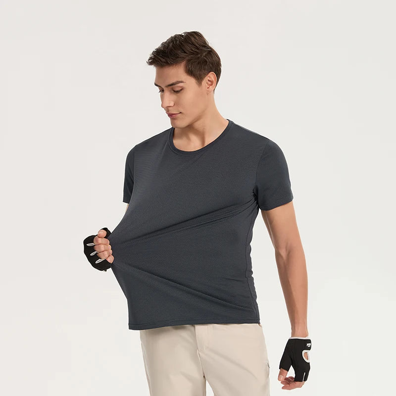 Summer fashion fitness style Breathable casual men's short sleeve T-shirt Outdoor running sports quick drying T-shirt shirt Tops