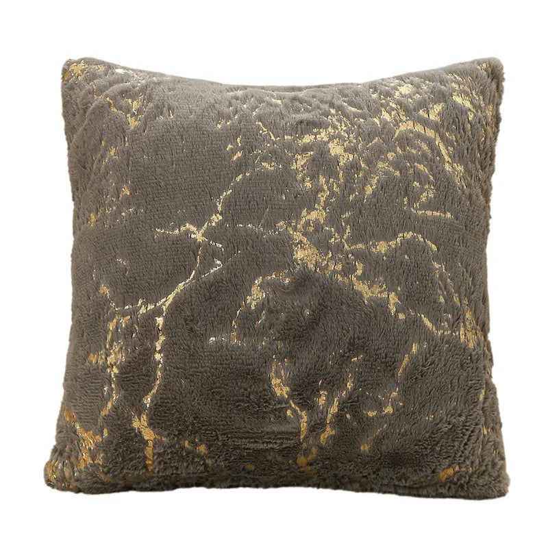 Plush Faux Fur Cushion Cover 43x43cm - Golden Fur Decorative Pillow Case - photo 6
