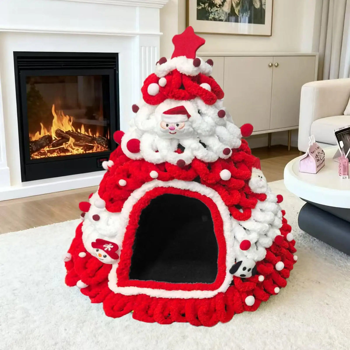 Christmas Tree Knit Cat Cave Bed - Winter Shelter – photo 4