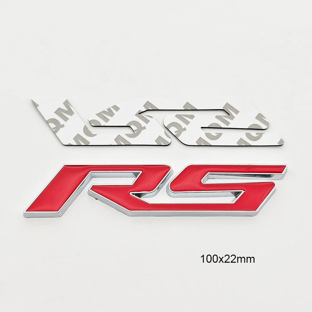 3D Metal RS logo Car Sticker Front Grill Emblem Trunk Badge Decals For Chevrolet Blazer Aveo Trax Cruze Sonic Onix Accessories