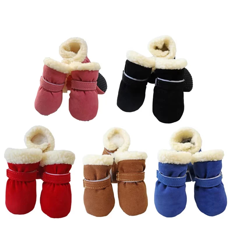 Plush Dog Snow Boots 4-Pack - Thick Warm Non-Slip Puppy Shoes - photo 5