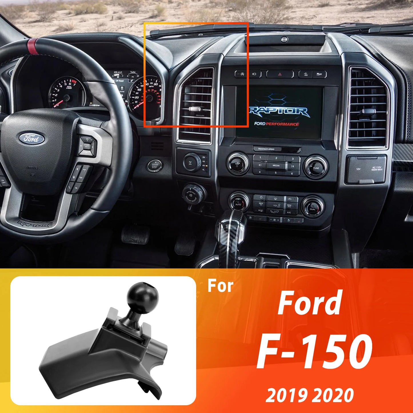 Magnetic Phone Mount with Wireless Charging for Ford F-150 Raptor 2019–2020