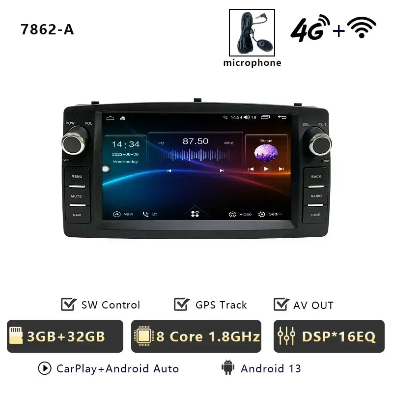CHSTEK Android 14 Auto Car Radio For Toyota Corolla E120 2000-2006 BYD F3 Wireless Carplay Multimedia WIFI 4G Navigation FM BT