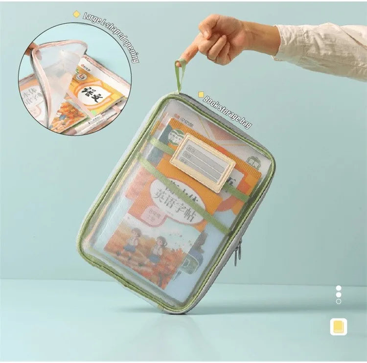 Transparent Stationery Storage Folder Hot Thicken Mesh Zipper File Packing A4 Size School Office Supplies Travel Storage Bags
