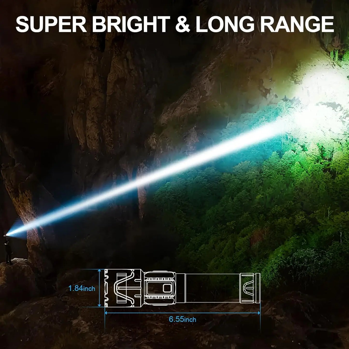 Rechargeable Flashlights High Lumens - Super Bright LED Tactical Flash Light, Powerful Waterproof Handheld USB C Flashlight for