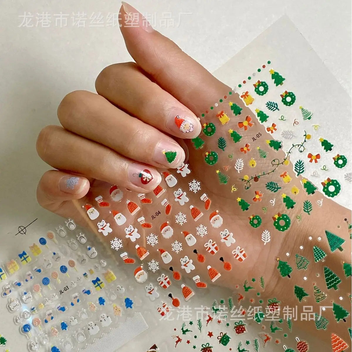 30Sheets Christmas Nail Stickers 1000+ Patterns Christmas Nail Art Decals Adhesive Nail Decals with Deer Snowman (Classic Style)