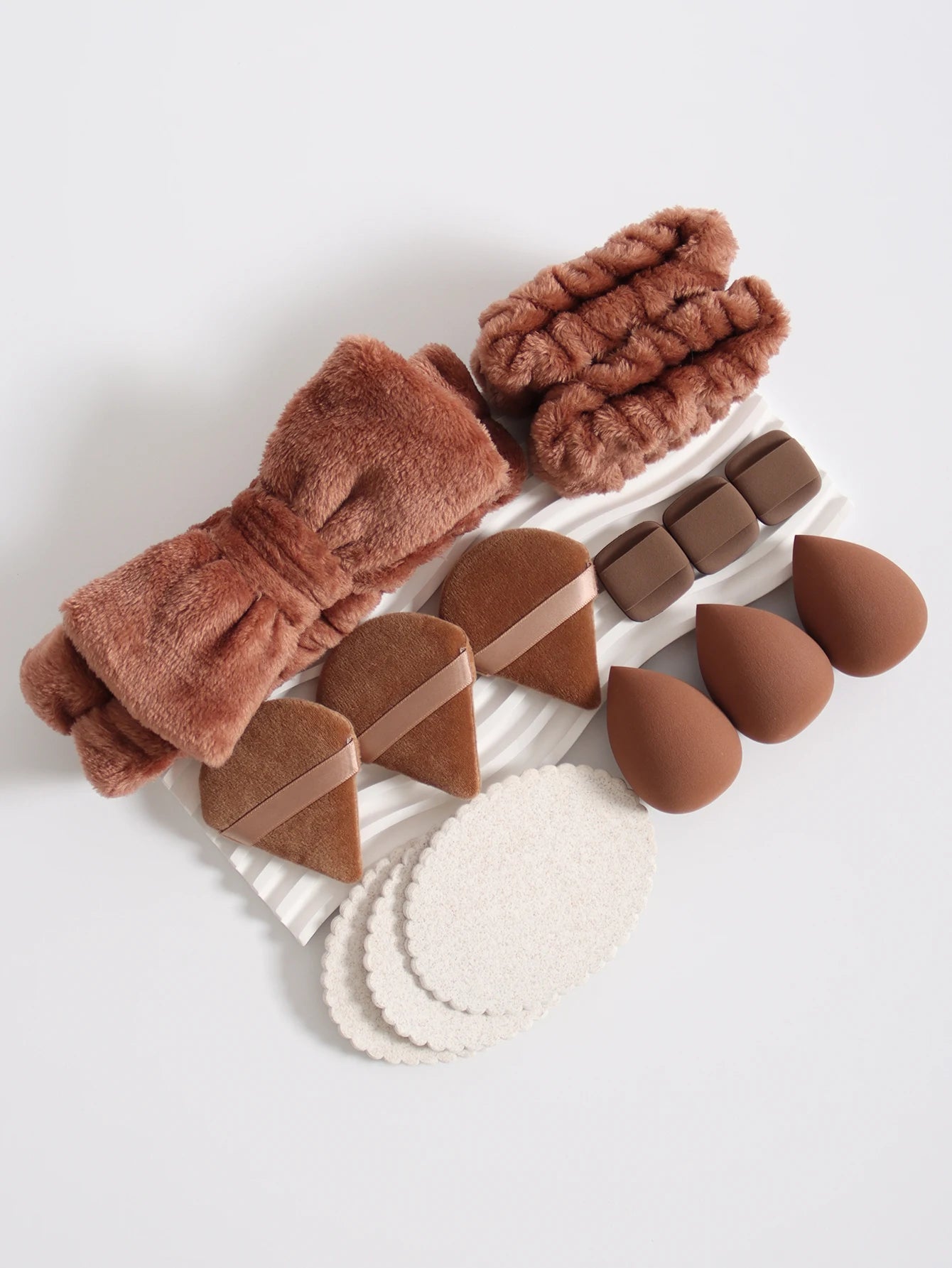 15Pcs Cosmetic Puff Makeup Sponge Blender Beauty Egg Foundation Sponges Puff Wash Face Headband Wristband Make up Accessories
