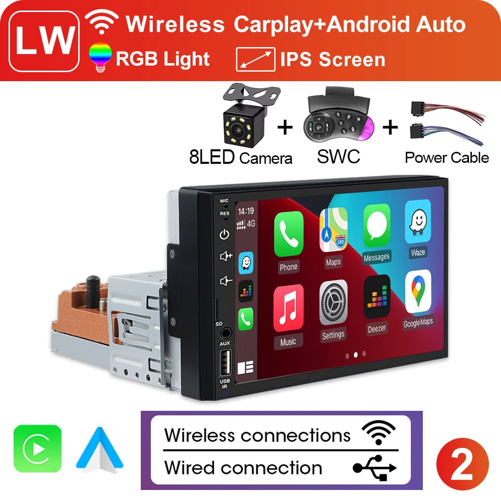 XIMA Universal 1 Din 7“ Car Radio  Carplay Android Auto Multimedia Player HD Touch Screen Input Bluetooth MirrorLink  Autoradio