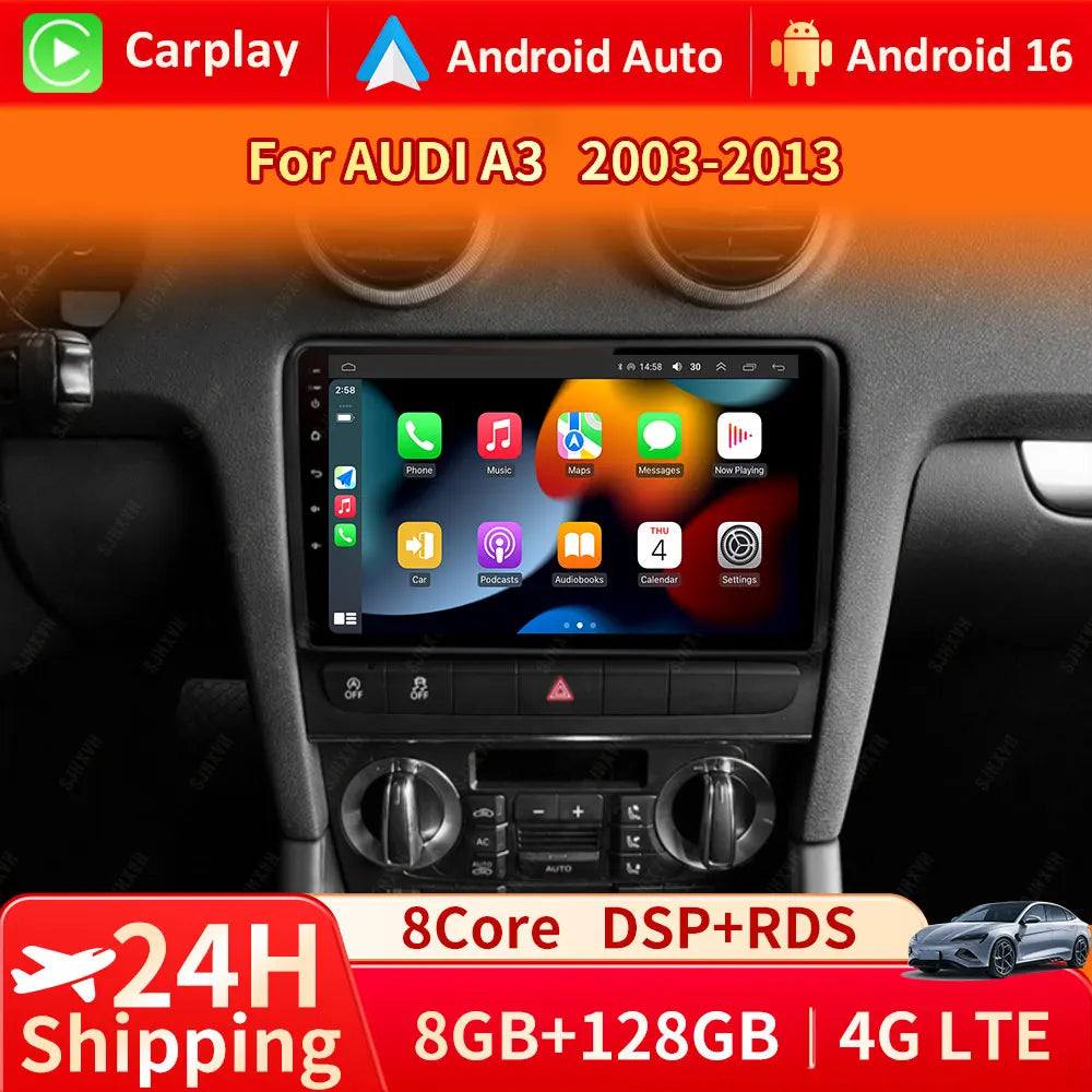 Car Stereo with Apple CarPlay & Android Auto, Compatible with Audi A3 8P