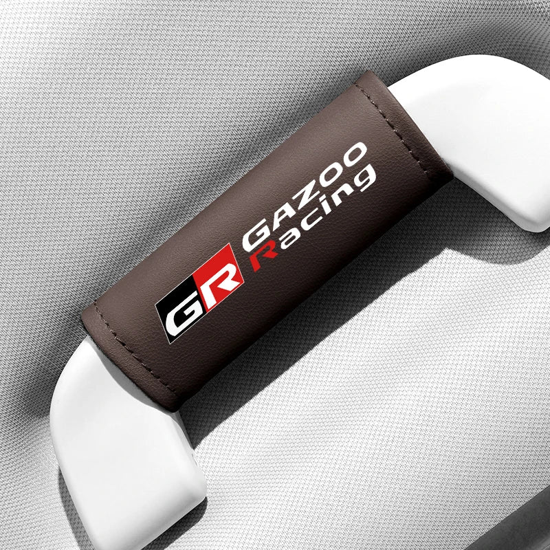 1PC Leather Car Roof Armrest Pull Gloves Door Handle Protection Cover For Gr Gazoo Racing