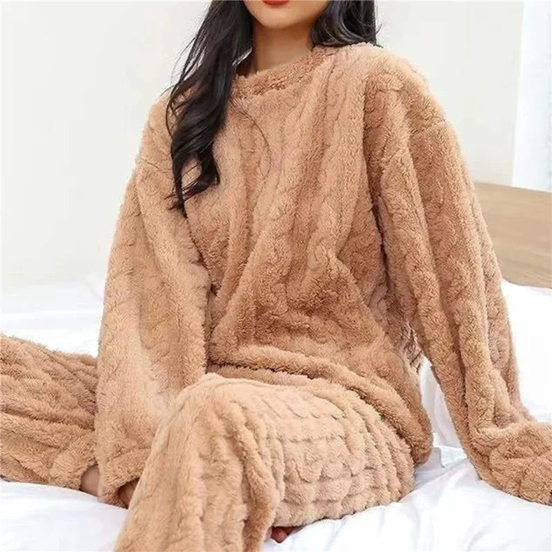 Women's Jacquard Fleece Pajama Set - Thick Plush Winter Sleepwear - photo 10