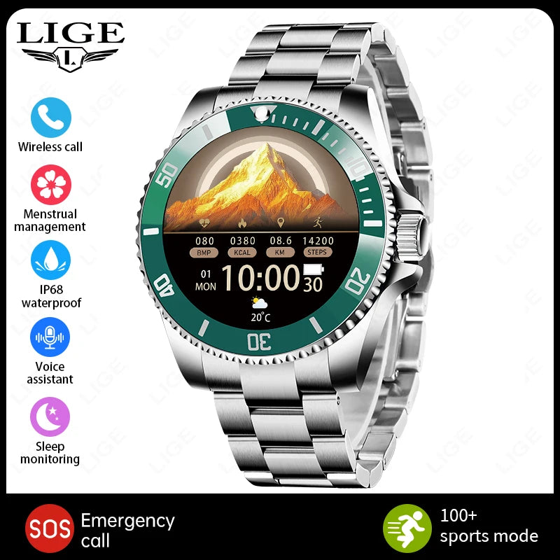 LIGE 2026 Luxury Smart Watch – Bluetooth Call, Health Monitoring & Multi-Sport | Men & Women Gift