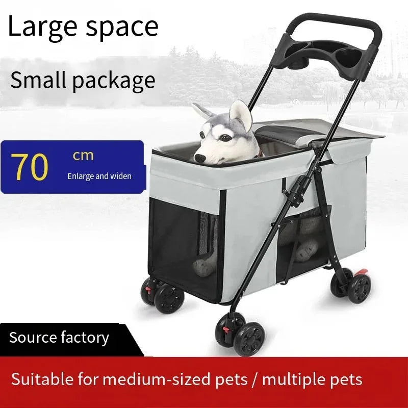 Folding Stroller for Medium & Large Dogs - Travel Pet Cart