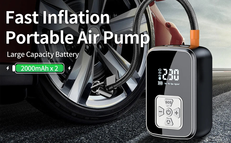 YIJU Car Air Pump Electric Portable Tire Inflator Intelligent Digital Tire Inflator For Car Motorcycle Bicycle Air Compressor
