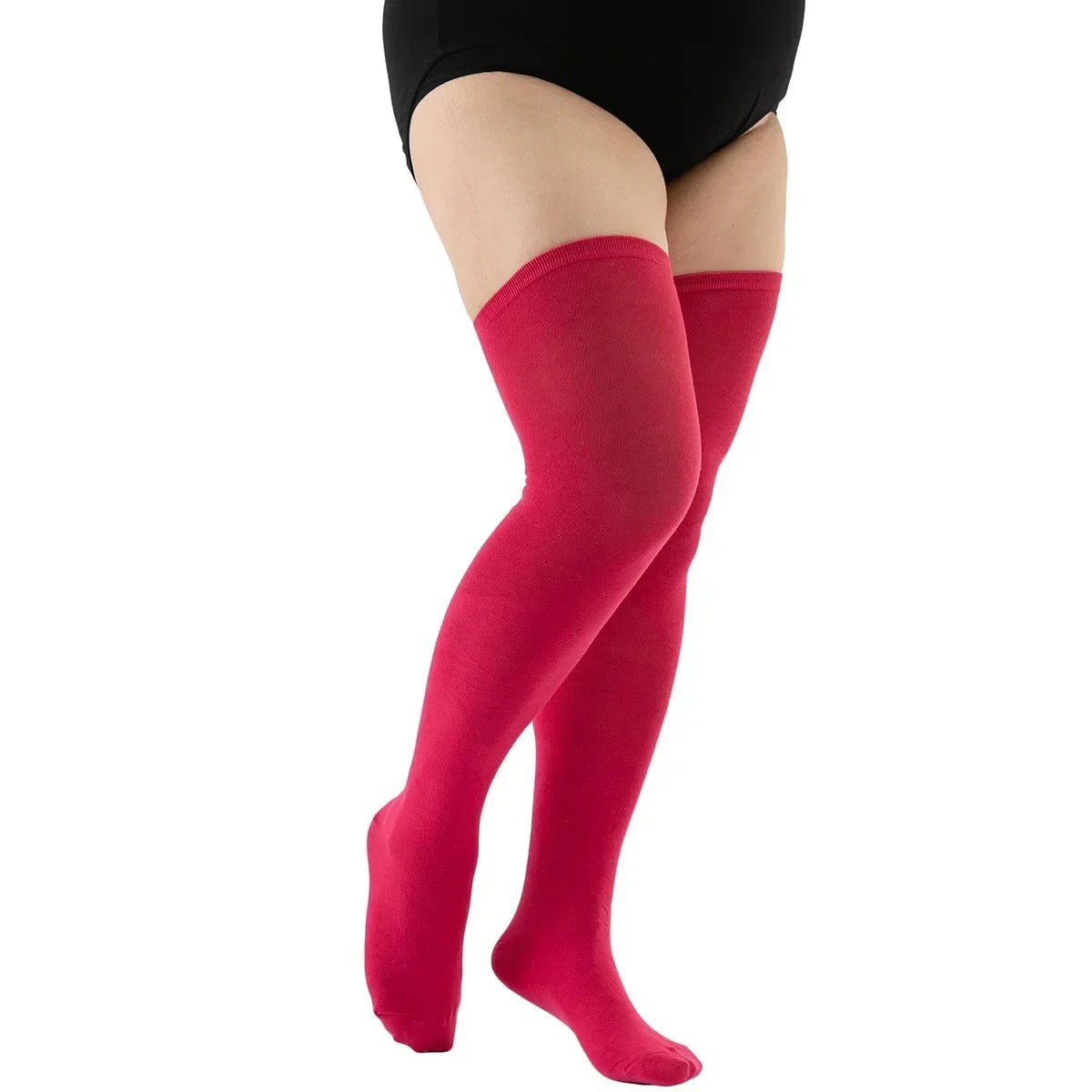 Women's Plus Size Striped Thigh High Socks