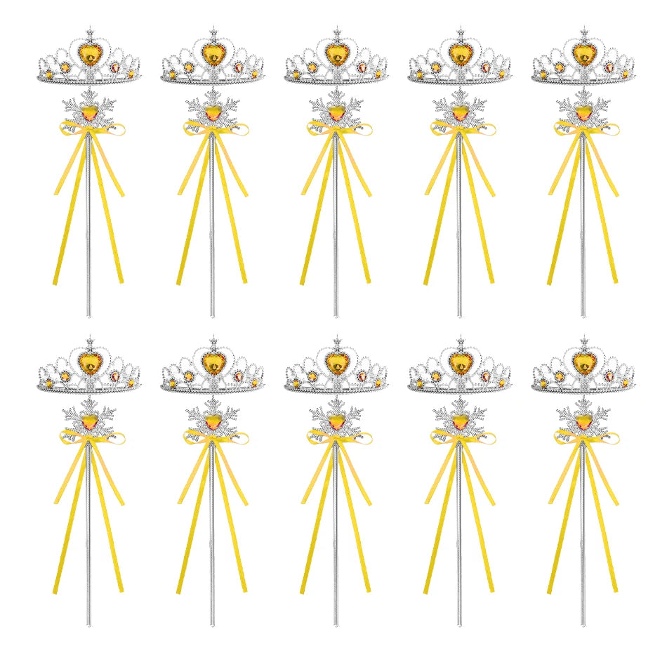 Wholesale 20pcs/lot Kids Crown Tiara Princess Magic Wand Wand Snowflake Fairy Stick Princess Show Dress Up Costume Accessories