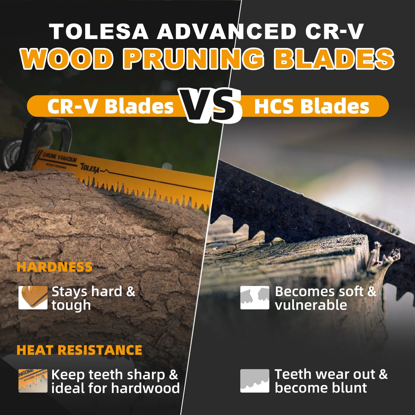 TOLESA 10PCS Reciprocating Bi-metal Saw Blades for Wood Pruning PVC Cutting Heavy Metal Cutting Metal Tube Sheet for Window Door