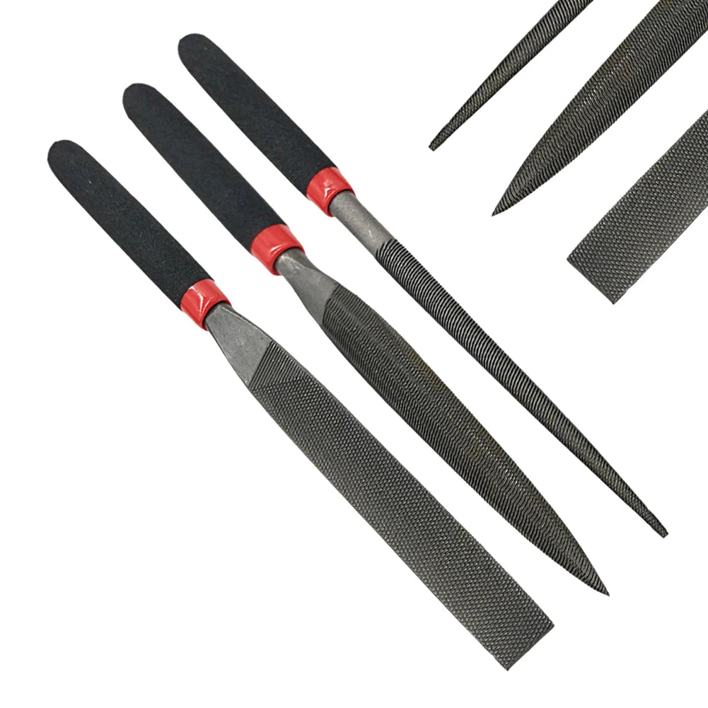 Small Steel Needle Files Set – Flat, Round & Half-Round Files for Metal, Glass, Stone & Woodworking